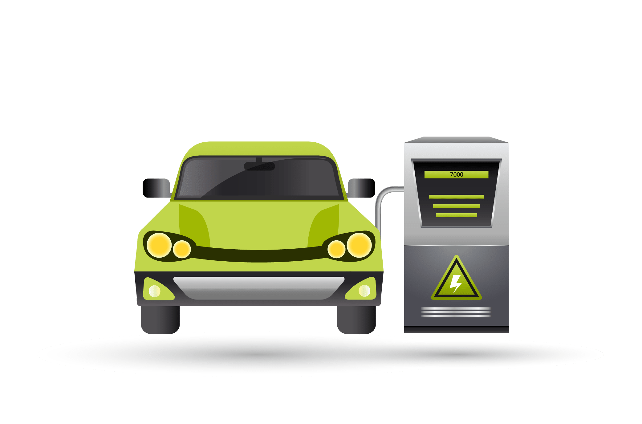 e-Mobilität Icon, Auto grün, Ladestation